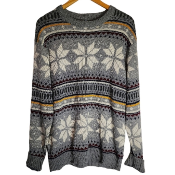 Vintage grey snowflake striped sweater - Picture 5 of 6